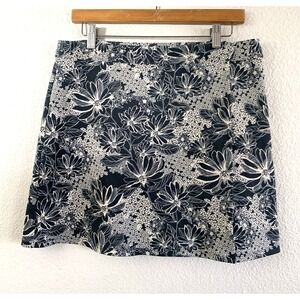 Abercrombie Fitch Navy White Floral Print A Line Skirt Size L